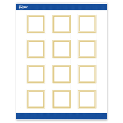 Avery® Print-To-The-Edge Labels With Sure Feed® Technology, S00-DHT-PRWMP10, Square, 2" x 2", Matte White, Preprinted Multi-Lined Gold Border Design, Pack Of 120