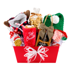Napa Sonoma Holiday Hats and Hot Cocoa Dog Gift Basket - 7 items