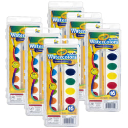 Crayola® Watercolor Set, 1 Oz, Assorted Colors, 16 Paints Per Set, Pack Of 6 Sets