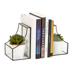Mind Reader Decorative Bookends, 6-1/4"H x 3-3/4"W, Black, Set Of 2 Bookends