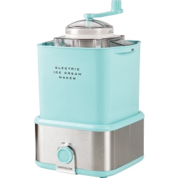 Nostalgia Electrics 2-Qt Electric Ice Cream Maker With Candy Crusher, Aqua/Stainless Steel