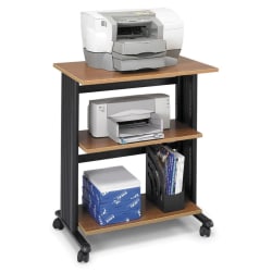 Safco 1881MO 3 Level Adjustable Printer Stand, 3 x Shelf(ves), 35"H x 29.50"W x 20"D, Steel, Medium Oak, Black