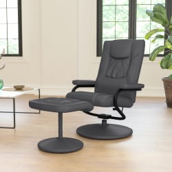 Flash Furniture Contemporary Recliner With Wrapped Base Ottoman, Gray