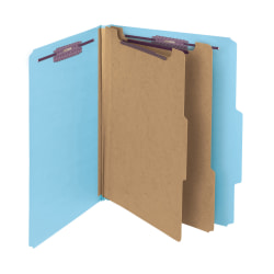 Smead® Pressboard Classification Folder, 2 Dividers, Letter Size, 100% Recycled, Blue