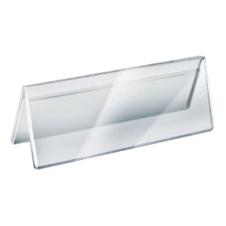 Azar Displays 2-Sided Acrylic Name Plates, 3" x 8-1/2", Clear, Pack Of 10 Name Plates
