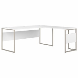Bush® Business Furniture Hybrid 72"W x 30"D L-Shaped Table Desk With Metal Legs, White, Standard Delivery
