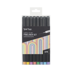 Brea Reese Fineliner Set, Fine Point, Black Barrel, Classic Ink Colors, Set Of 8 Pens