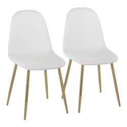 LumiSource Pebble Contemporary Dining Chairs, White/Gold, Set Of 2 Chairs