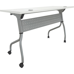 Lorell® Preference Series 48"W Flip-Top Training Table, White/Silver