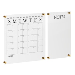 Martha Stewart Grayson Acrylic Monthly Wall Calendar And Notes Board, 18" x 18", Clear/Black, Undated