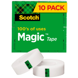 Scotch® Magic™ Invisible Tape, 3/4" x 1000", Clear, Pack of 10 rolls
