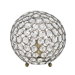 Lalia Home Elipse Glamorous Crystal Orb Table Lamp, 8"H, Crystal/Antique Brass