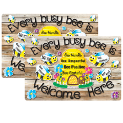Ashley Smart Poly Welcome Mat With Slip Resistant Backing, 15.5" x 23.5", Bee Hive Theme Values, Pack Of 2