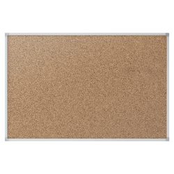 Quartet® Economy Cork Bulletin Board, 36" x 24", Aluminum Frame With Oak Finish