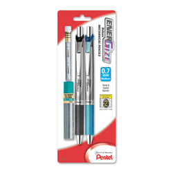 Pentel® EnerGize Mechanical Pencils, Starter Set, 0.7 mm, Silver Barrel, Pack Of 2