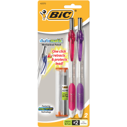 BIC® Automatic Mechanical Pencils, 0.7 mm #2 Lead, Clear, Pack Of 2