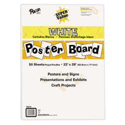 Pacon Super Value Poster Board, White, 22" X 28", 50 Sheets