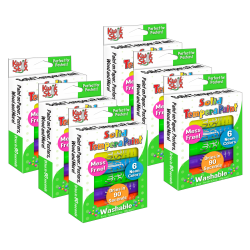The Pencil Grip Kwik Stix Solid Tempera Paint Sticks, 10 mL, Neon Colors, Pack Of 6 Sticks, Set Of 6 Packs
