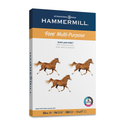 Hammermill® Fore Multi-Use Printer & Copy Paper, 1 Ream, White, Ledger (11" x 17"), 500 Sheets Per Ream, 20 Lb, 28 Lb, 96 Brightness