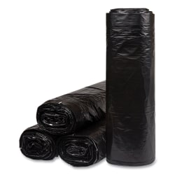 Interplast Group Low Density Commercial Can Liners, 60 gal, 1.2 mil, 38" x 58", Black, Interleaved Roll, 10 Bags/Roll, 10 Rolls/Carton