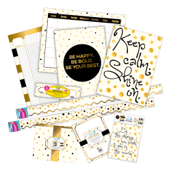 Barker Creek Classroom Décor Set, Shine On Gold, Pre-K To College
