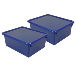 Romanoff Stowaway Letter Boxes With Lids, 5-1/4"H x 10-1/2"W x 13-1/4"D, Blue, Pack Of 2 Boxes