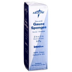 Medline Woven Nonsterile Gauze Sponges, 2" x 2", White, Case Of 5,000