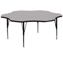 Flash Furniture Flower Thermal Laminate Activity Table With Short Height-Adjustable Legs, 25-1/8" x 60", Gray