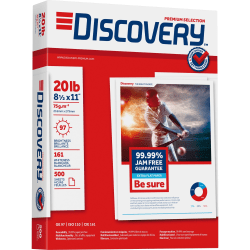 Discovery Premium Selection Multipurpose Paper - Anti-Jam - White - 97 Brightness - Letter - 8 1/2" x 11" - 20 lb Basis Weight - 200000 / Pallet - Excellent Ink Absorption, Anti-jam - White