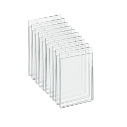 Azar Displays Acrylic Vertical Hanging U-Frame Sign Holders, 6" H x 4"W x 1/4"D, Clear, Pack Of 10 Holders