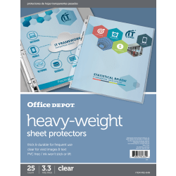 Office Depot® Brand Heavyweight Sheet Protectors, 8-1/2" x 11", Clear, Pack Of 25
