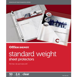 Office Depot® Brand Standard Weight Sheet Protectors, 8-1/2" x 11", Clear, Pack Of 50