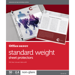 Office Depot® Brand Standard Weight Sheet Protectors, 8-1/2" x 11", Non-Glare, Box Of 50