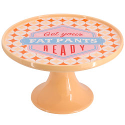 Wanda June Home Ceramic Novelty Decal Cake Stand, 10", Orange
