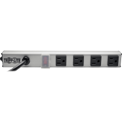 Tripp Lite Power Strip 120V 5-15R 4 Outlet 6' Cord 12 Inch Length Metal - NEMA 5-15P - 4 x NEMA 5-15R - 6 ft Cord - 15 A Current - 120 V AC Voltage - 1800 W - Rack-mountable