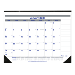 2027 Blueline Net Zero Carbon Monthly Desk Pad Calendar, 22" x 17", 100% Recycled, Blue/White, January To December, C177847, Total Qty 1