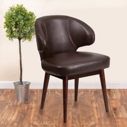 Flash Furniture Comfort Back Series Leathersoft Side Reception Chair, Brown/Walnut