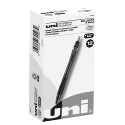 uni-ball® Jetstream Elements Retractable Ballpoint Pens, Medium Point, 1.0 mm, Black Barrel, Black Ink, Pack Of 12 Pens