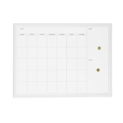 U Brands Magnetic Dry Erase Monthly Calendar Board, 40" X 30", White Wood Decor Frame