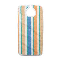 Medline Terry Cloth Striped Clothing Protectors, 17" x 34", Pastel Stripe, Pack Of 12