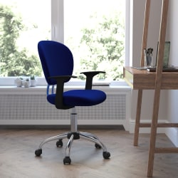 Flash Furniture Mesh Mid-Back Swivel Task Chair With Arms, Blue/Silver