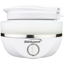 Brentwood KT-1508W Dual-Voltage 0.8 L Stainless-Steel Collapsible Travel Kettle, White