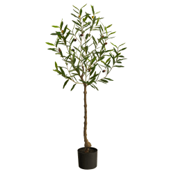 Nearly Natural Olive Tree 48"H Artificial Plant With Planter, 48"H x 20"W x 12"D, Green/Black