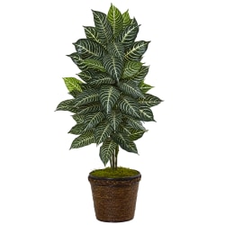 Nearly Natural Zebra 48" Artificial Plant With Coiled-Rope Planter, Green/Brown