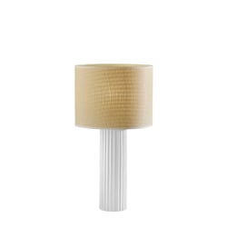 Adesso Primrose Table Lamp, 24-1/4"H, Woven Natural Shade/White Ribbed Ceramic Base