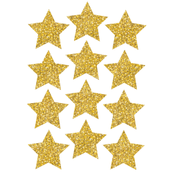 Ashley Productions Die-Cut Magnets, 3", Gold Sparkle Stars, 12 Per Pack, Set Of 6 Packs