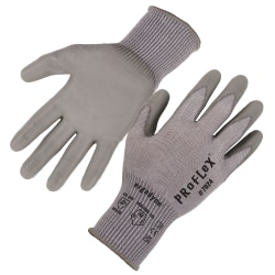 Ergodyne Proflex 7024-12PR PU-Coated Cut-Resistant Gloves, Large, Gray, Pack Of 12 Pairs