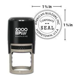 Custom 2000Plus PrintPro R40 Self-Inking Stamp, 1-9/16" Diameter, Round/Circle