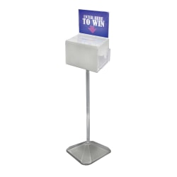 Azar Displays Extra-Large Pedestal Lottery Box With Pocket, 57-3/4"H x 16"W x 16"D, White