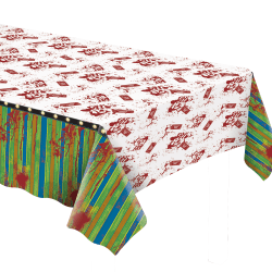 Amscan Creepy Carnival Plastic Rectangular Tablecloths, 54" x 102", Multicolor, Pack Of 3 Tablecloths